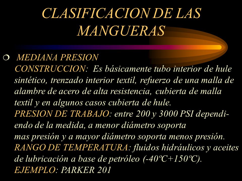 CLASIFICACION DE LAS MANGUERAS