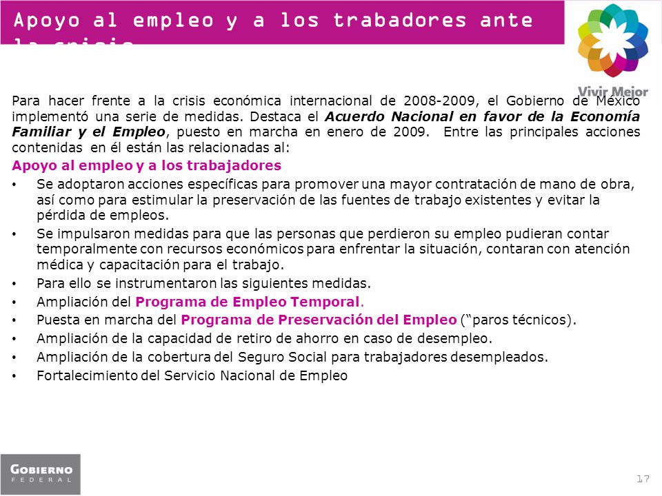 Apoyo al empleo y a los trabadores ante la crisis