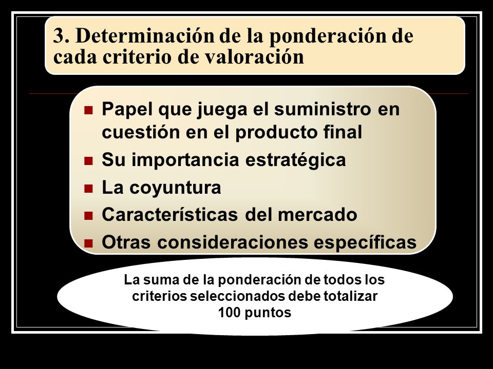3. Determinación de la ponderación de cada criterio de valoración
