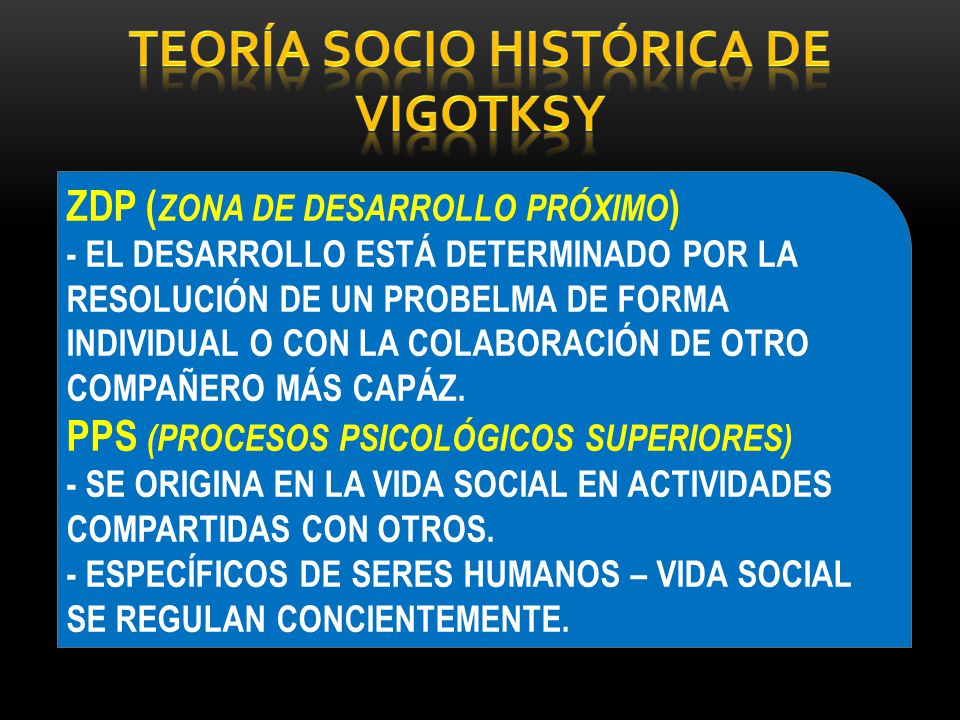 TEORÍA SOCIO HISTÓRICA DE VIGOTKSY