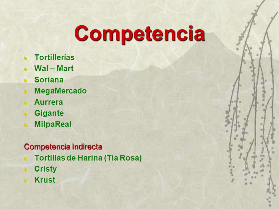 Competencia Tortillerías Wal – Mart Soriana MegaMercado Aurrera