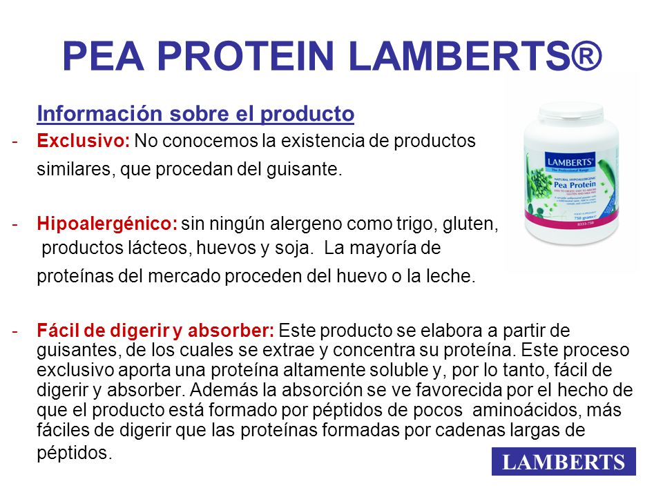 PEA PROTEIN LAMBERTS® Información sobre el producto LAMBERTS