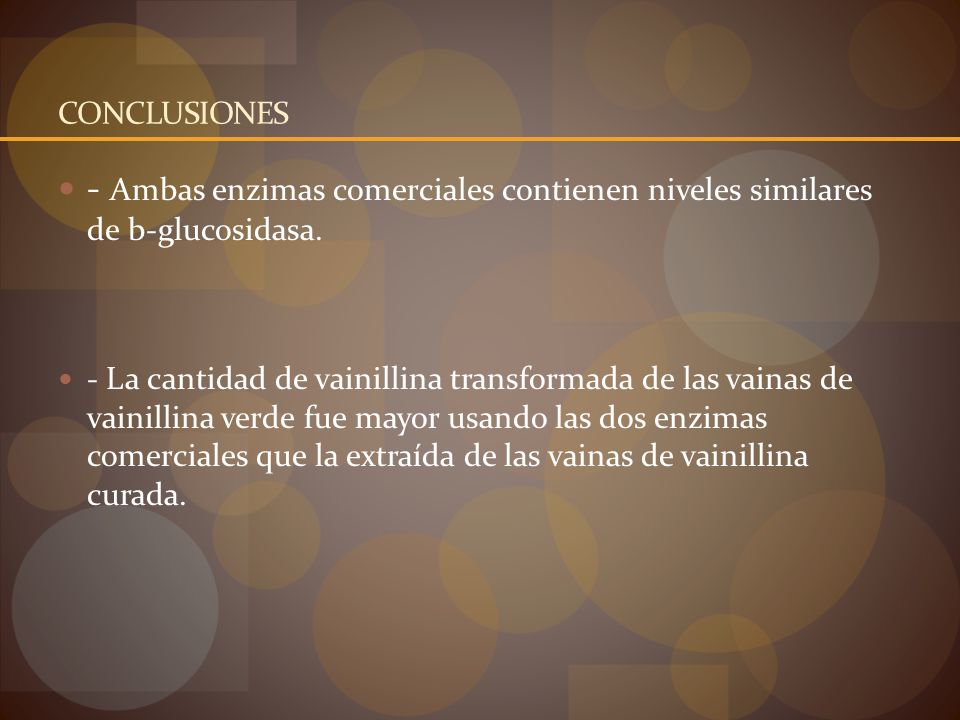 CONCLUSIONES - Ambas enzimas comerciales contienen niveles similares de b-glucosidasa.