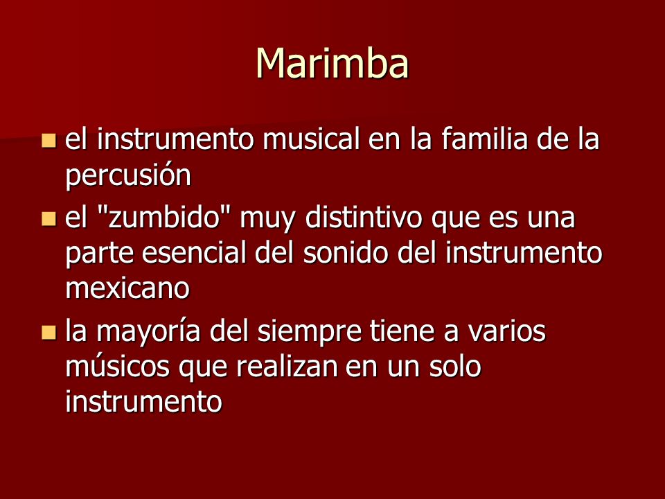 Marimba el instrumento musical en la familia de la percusión