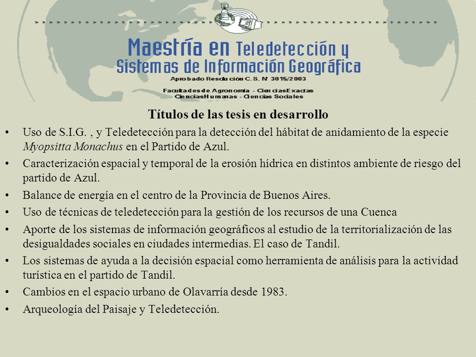Títulos de las tesis en desarrollo