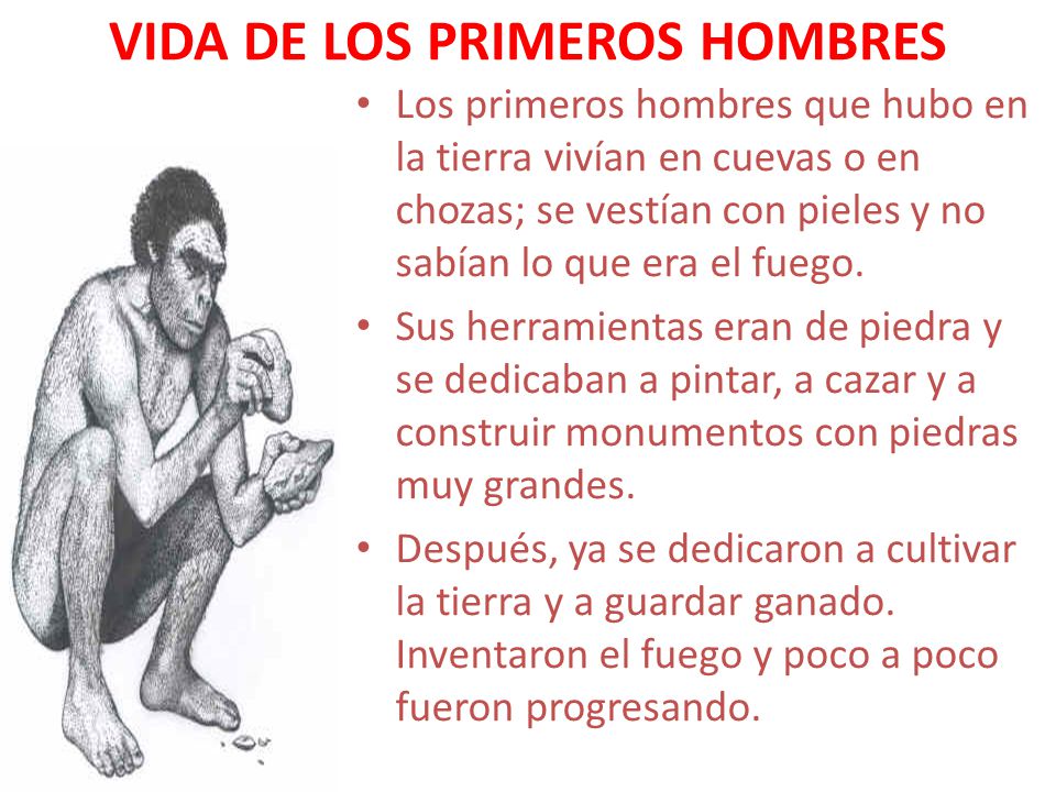 VIDA DE LOS PRIMEROS HOMBRES