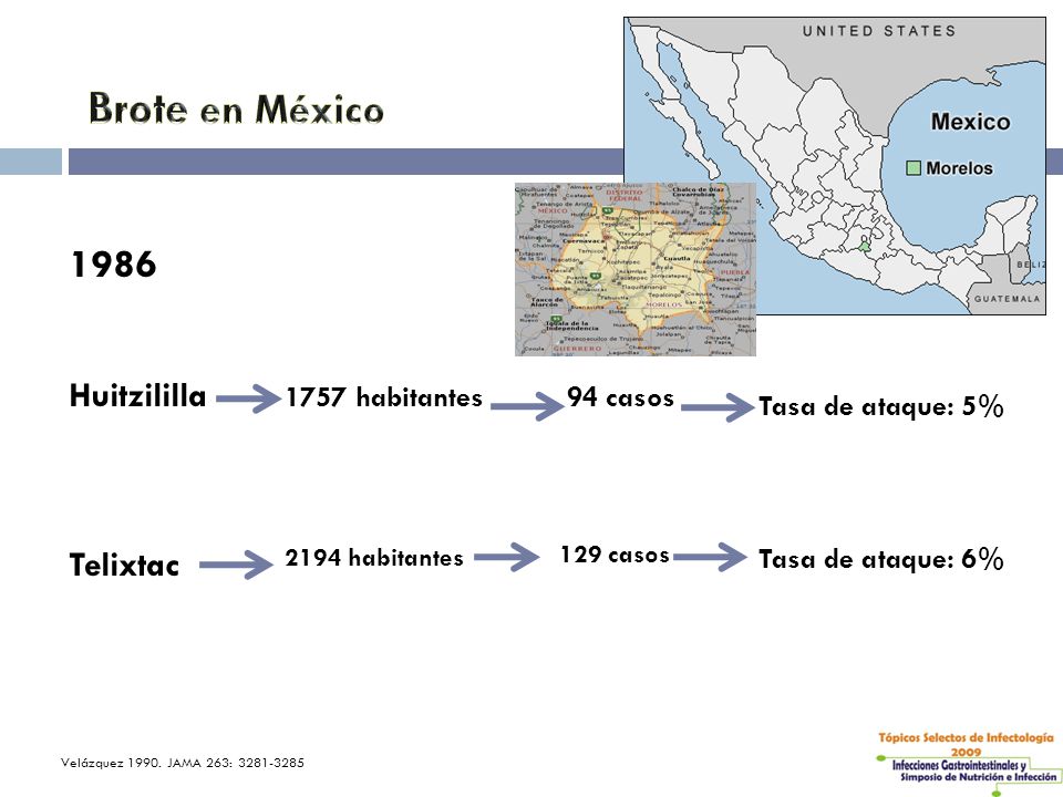 Brote en México 1986 Huitzililla Telixtac 1757 habitantes 94 casos