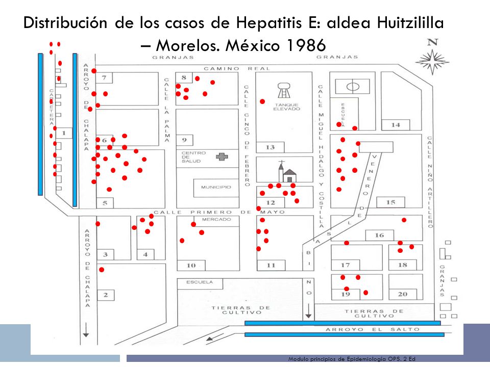 Distribución de los casos de Hepatitis E: aldea Huitzililla – Morelos