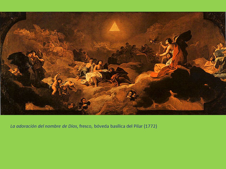 La adoración del nombre de Dios, fresco, bóveda basílica del Pilar (1772)
