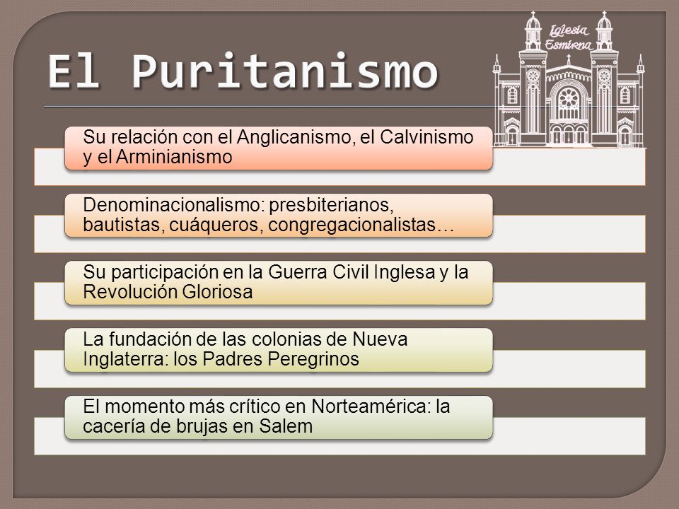 El Puritanismo Su relación con el Anglicanismo, el Calvinismo y el Arminianismo.
