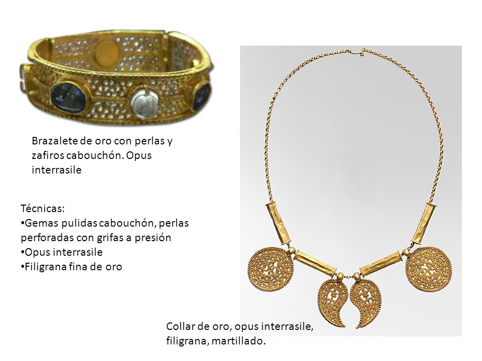 Brazalete de oro con perlas y zafiros cabouchón. Opus interrasile