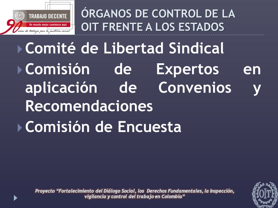 ÓRGANOS DE CONTROL DE LA OIT FRENTE A LOS ESTADOS