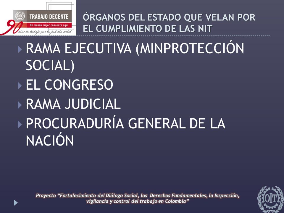 ÓRGANOS DEL ESTADO QUE VELAN POR EL CUMPLIMIENTO DE LAS NIT