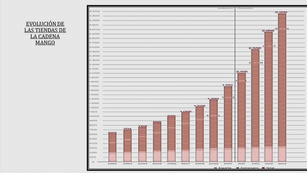 EVOLUCIÓN DE LAS TIENDAS DE LA CADENA MANGO