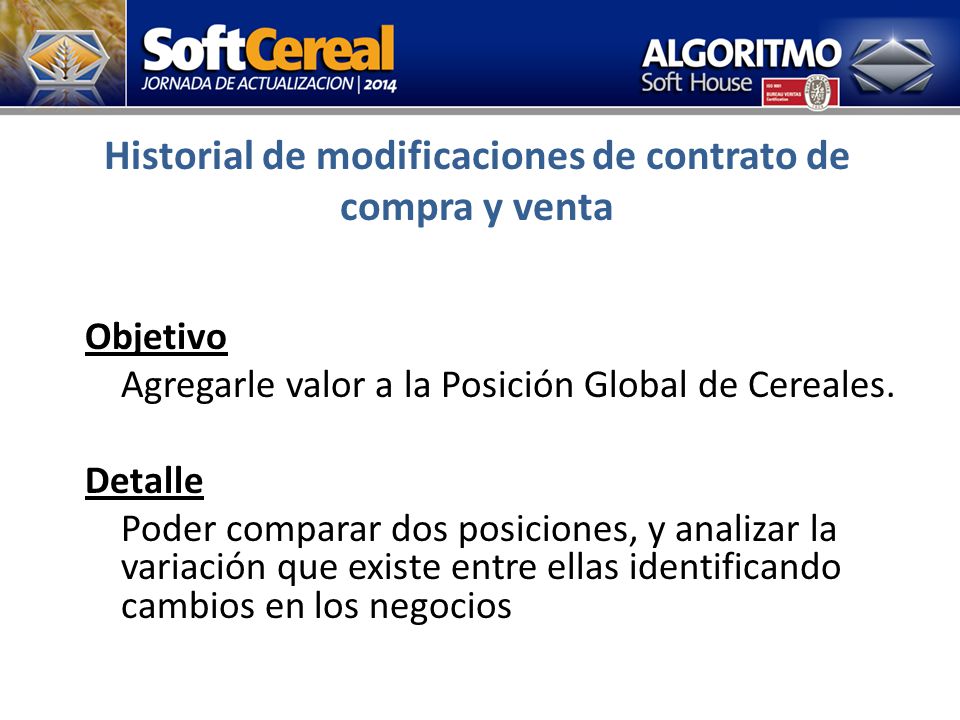 Historial de modificaciones de contrato de compra y venta