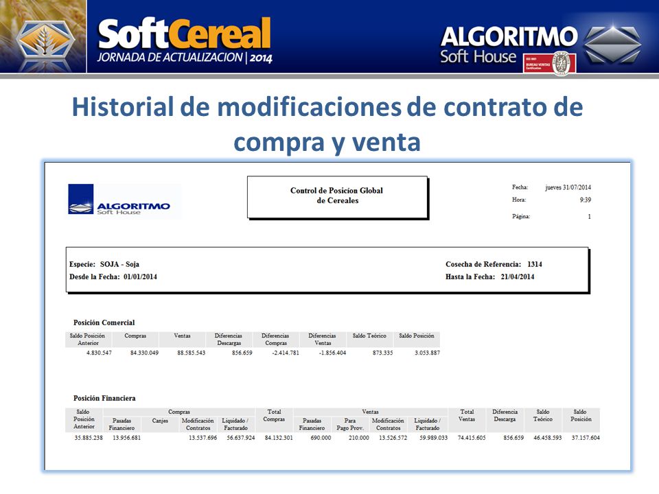 Historial de modificaciones de contrato de compra y venta