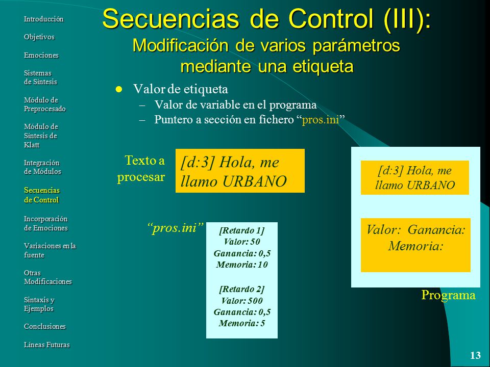 Secuencias de Control (III): Modificación de varios parámetros mediante una etiqueta