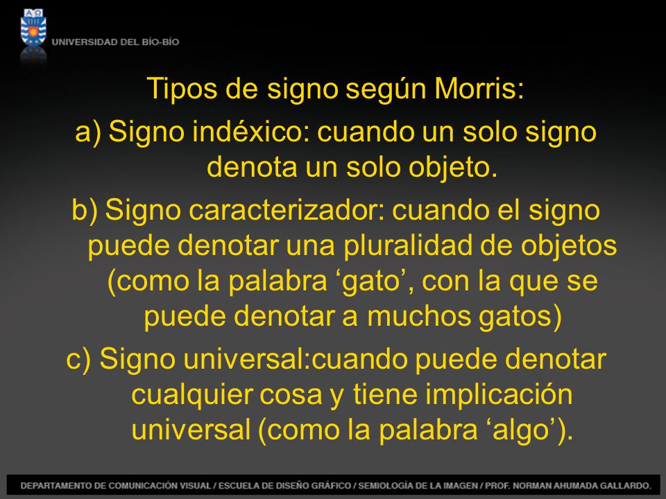 Tipos de signo según Morris: