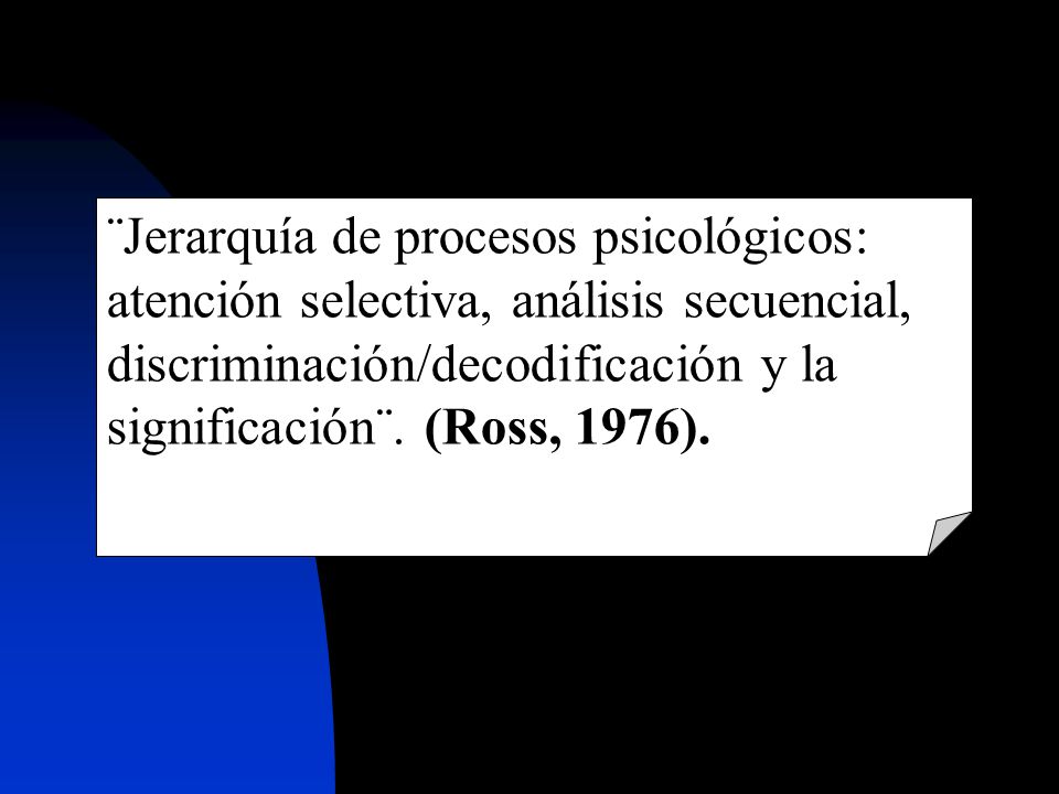 ¨Jerarquía de procesos psicológicos: atención selectiva, análisis secuencial, discriminación/decodificación y la significación¨.