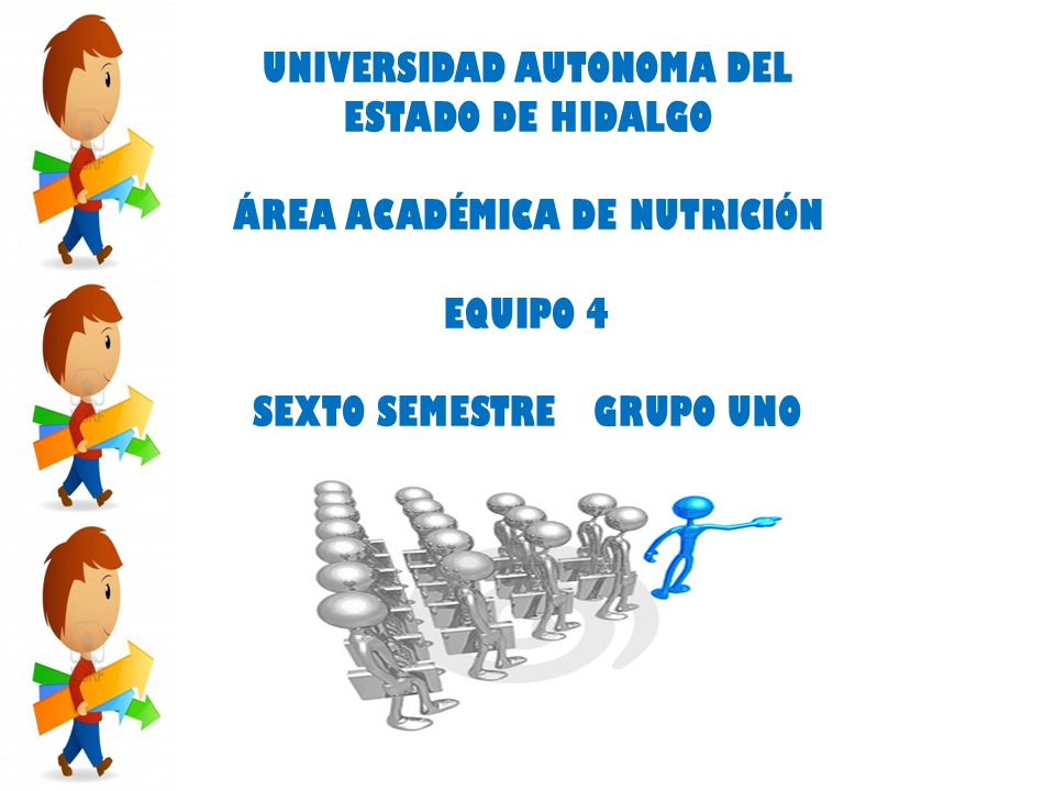 UNIVERSIDAD AUTONOMA DEL ESTADO DE HIDALGO ÁREA ACADÉMICA DE NUTRICIÓN EQUIPO 4 SEXTO SEMESTRE GRUPO UNO