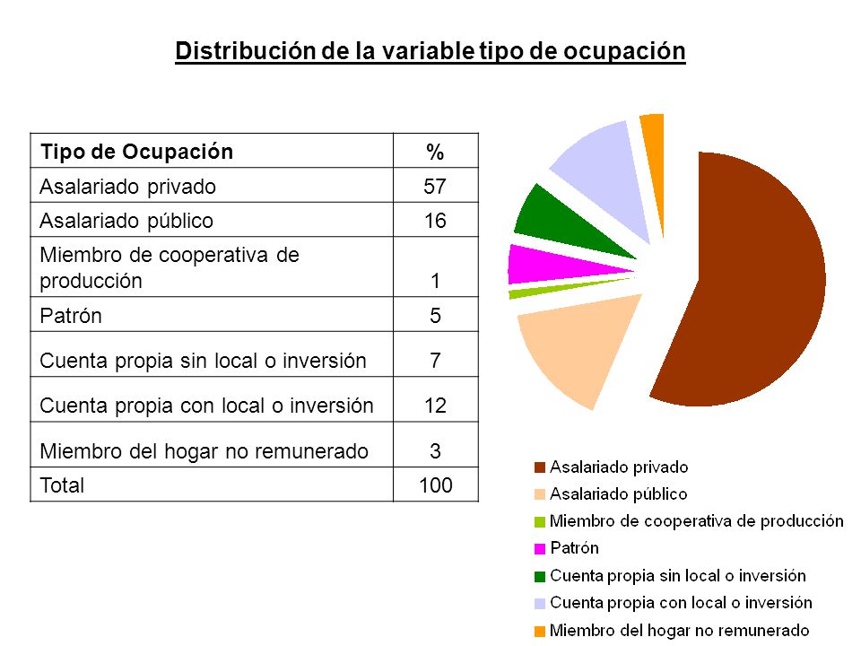 Distribución de la variable tipo de ocupación