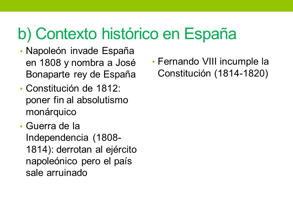 b) Contexto histórico en España
