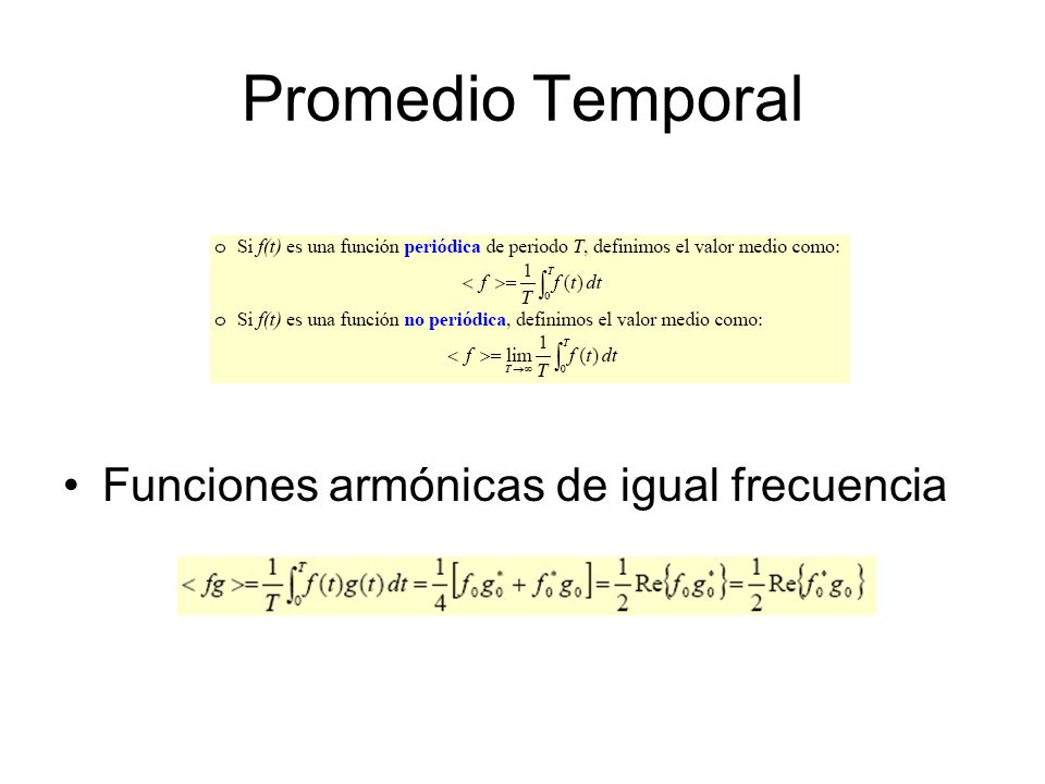 Promedio Temporal Funciones armónicas de igual frecuencia