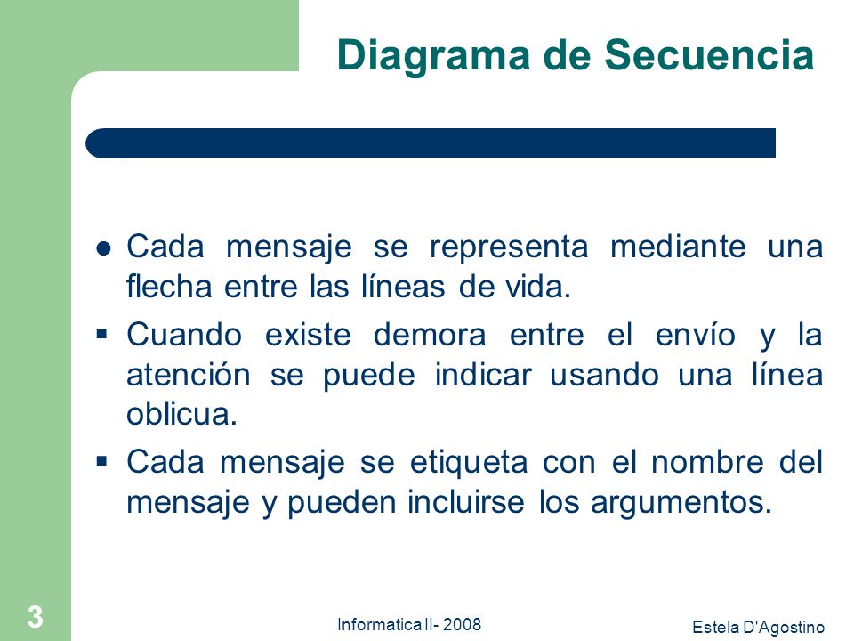 Diagrama de Secuencia Cada mensaje se representa mediante una flecha entre las líneas de vida.