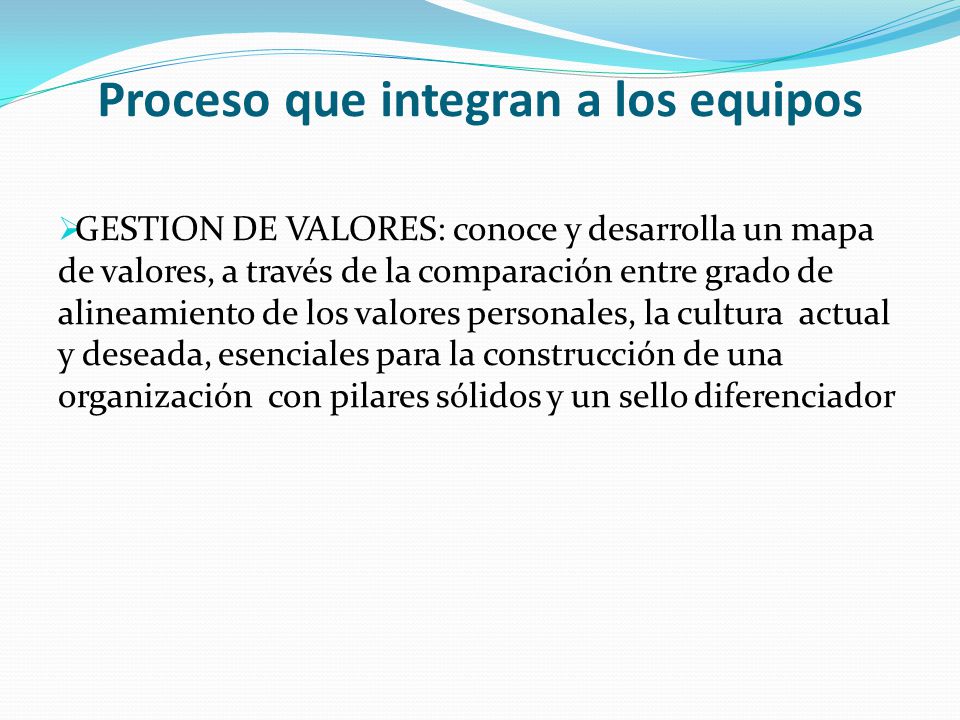 Proceso que integran a los equipos
