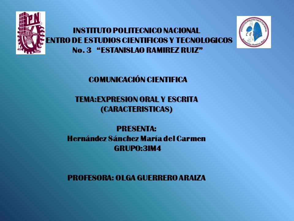 INSTITUTO POLITECNICO NACIONAL CENTRO DE ESTUDIOS CIENTIFICOS Y TECNOLOGICOS No.