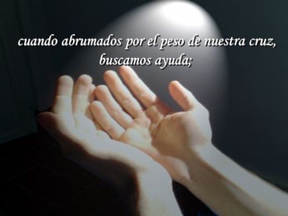 cuando abrumados por el peso de nuestra cruz, buscamos ayuda;