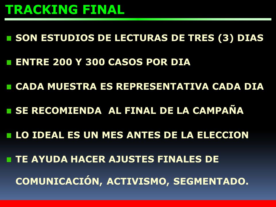 TRACKING FINAL SON ESTUDIOS DE LECTURAS DE TRES (3) DIAS