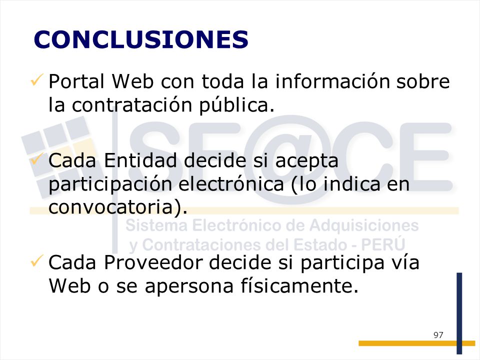 CONCLUSIONES Portal Web con toda la información sobre la contratación pública.