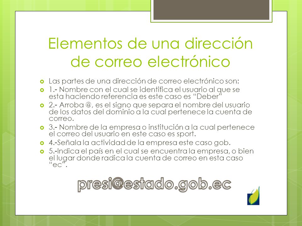 Elementos de una dirección de correo electrónico