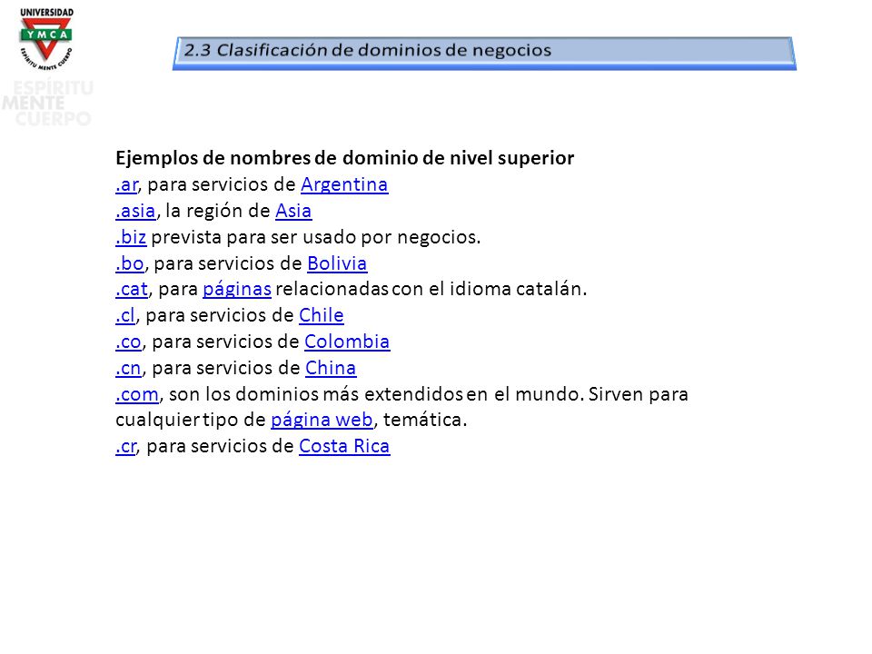 2.3 Clasificación de dominios de negocios