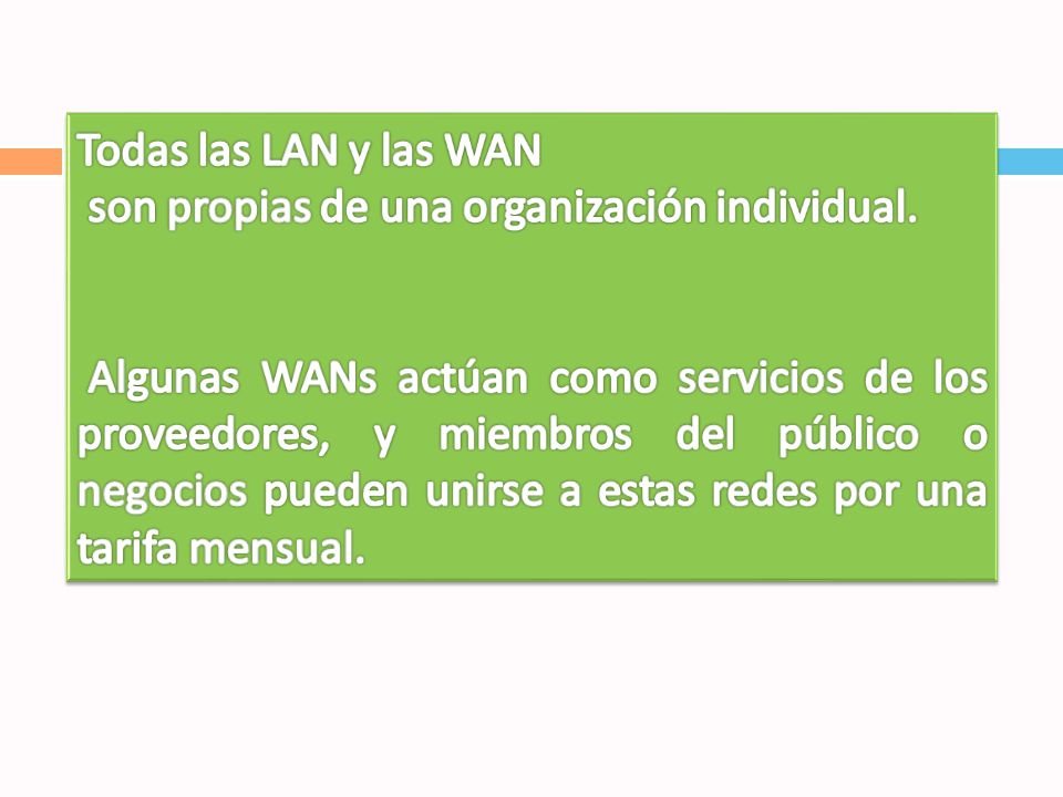 Todas las LAN y las WAN son propias de una organización individual.