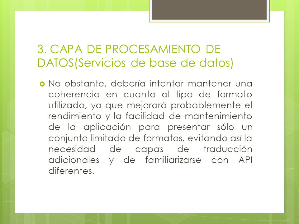 3. CAPA DE PROCESAMIENTO DE DATOS(Servicios de base de datos)