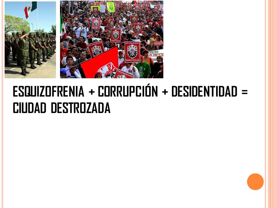 ESQUIZOFRENIA + CORRUPCIÓN + DESIDENTIDAD = CIUDAD DESTROZADA