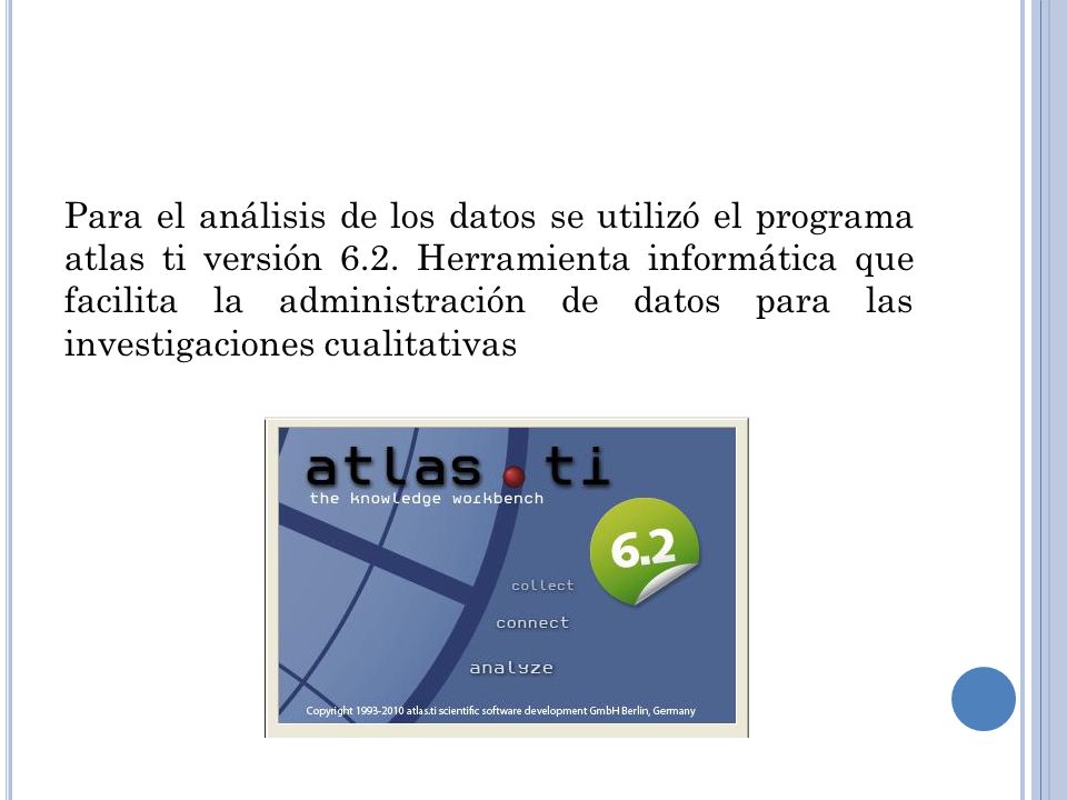 Para el análisis de los datos se utilizó el programa atlas ti versión 6.2.