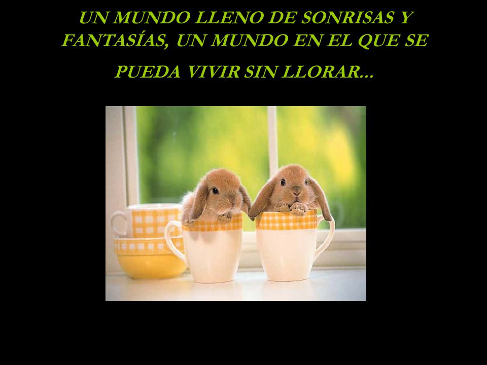 UN MUNDO LLENO DE SONRISAS Y FANTASÍAS, UN MUNDO EN EL QUE SE PUEDA VIVIR SIN LLORAR...