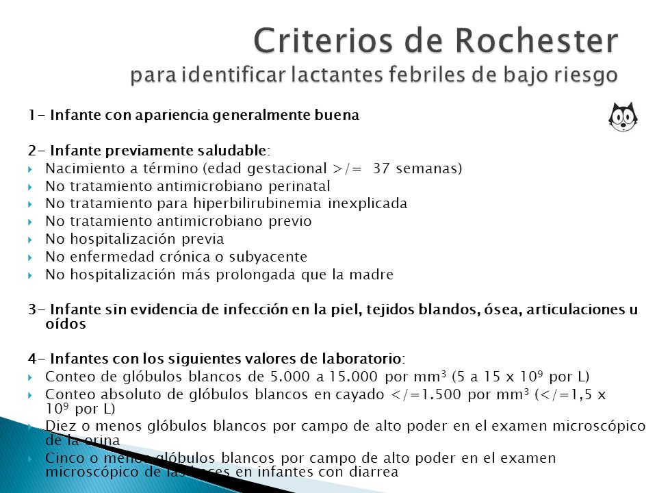 Criterios de Rochester para identificar lactantes febriles de bajo riesgo