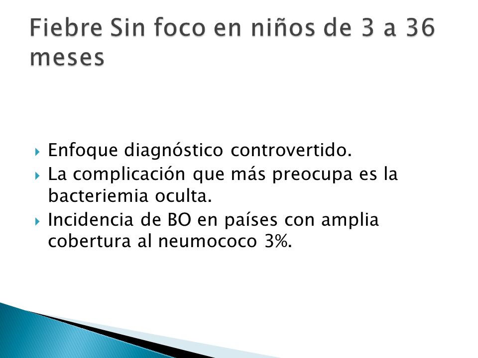 Fiebre Sin foco en niños de 3 a 36 meses