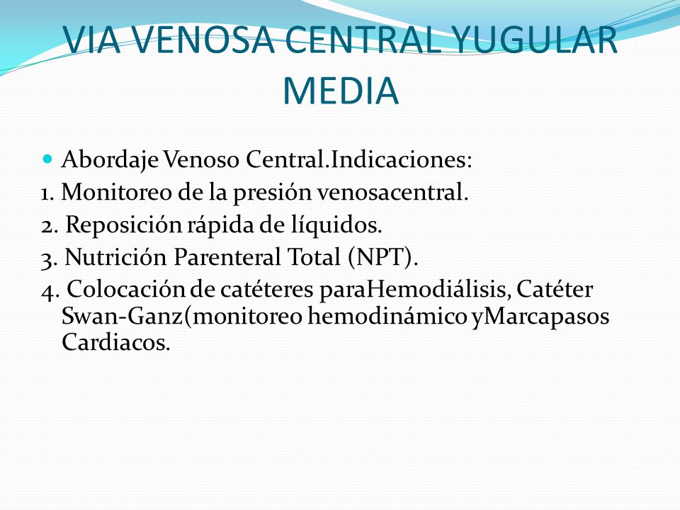 VIA VENOSA CENTRAL YUGULAR MEDIA