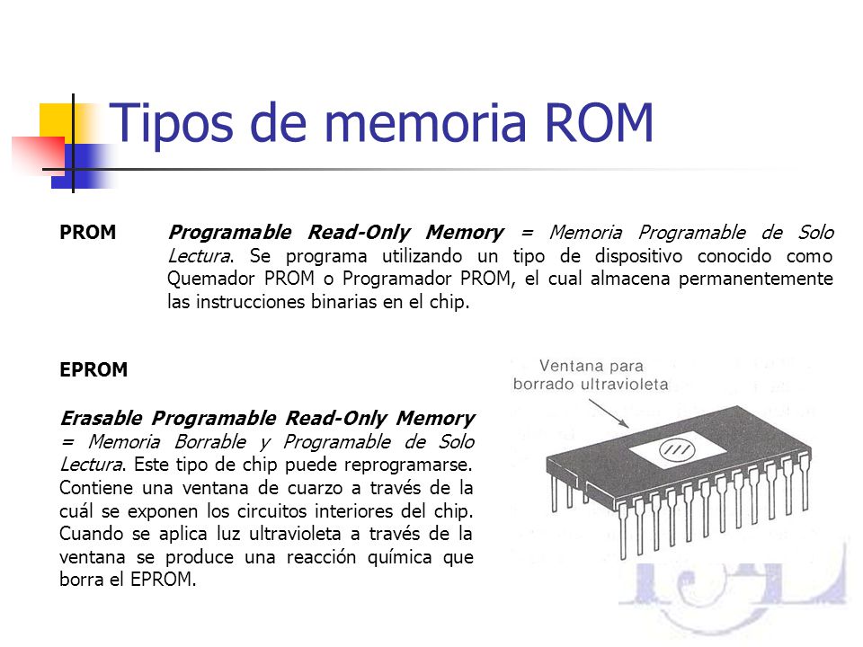 Tipos de memoria ROM PROM