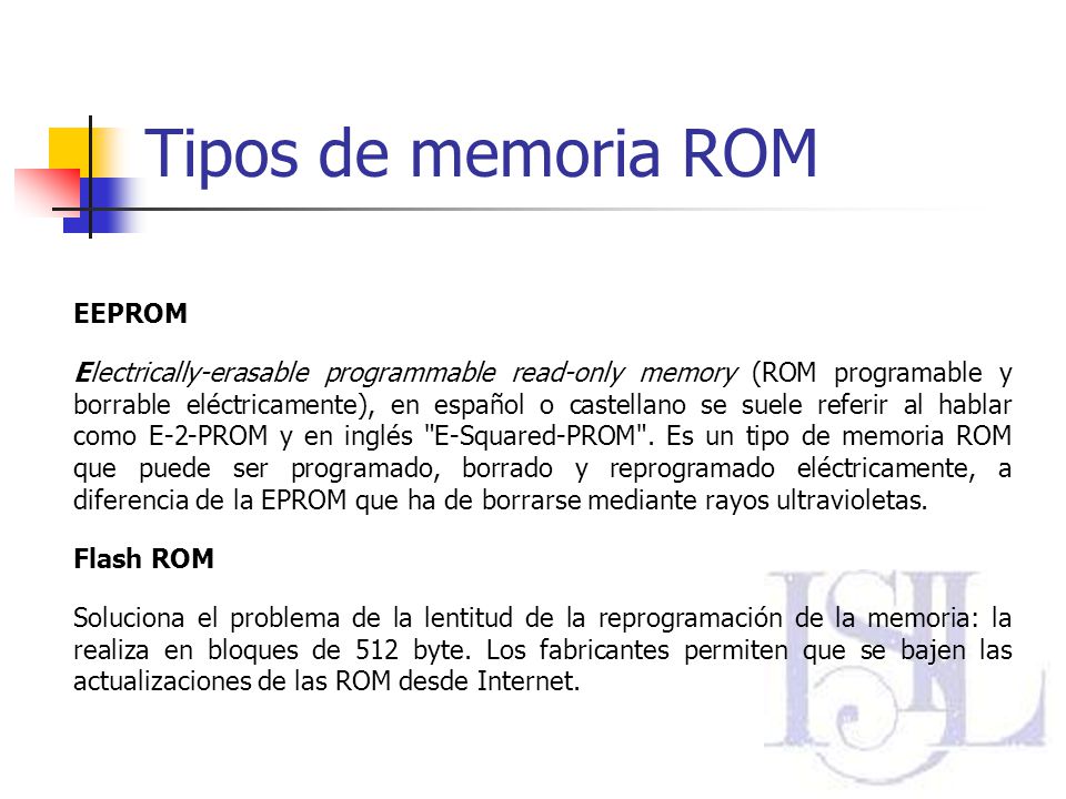 Tipos de memoria ROM EEPROM