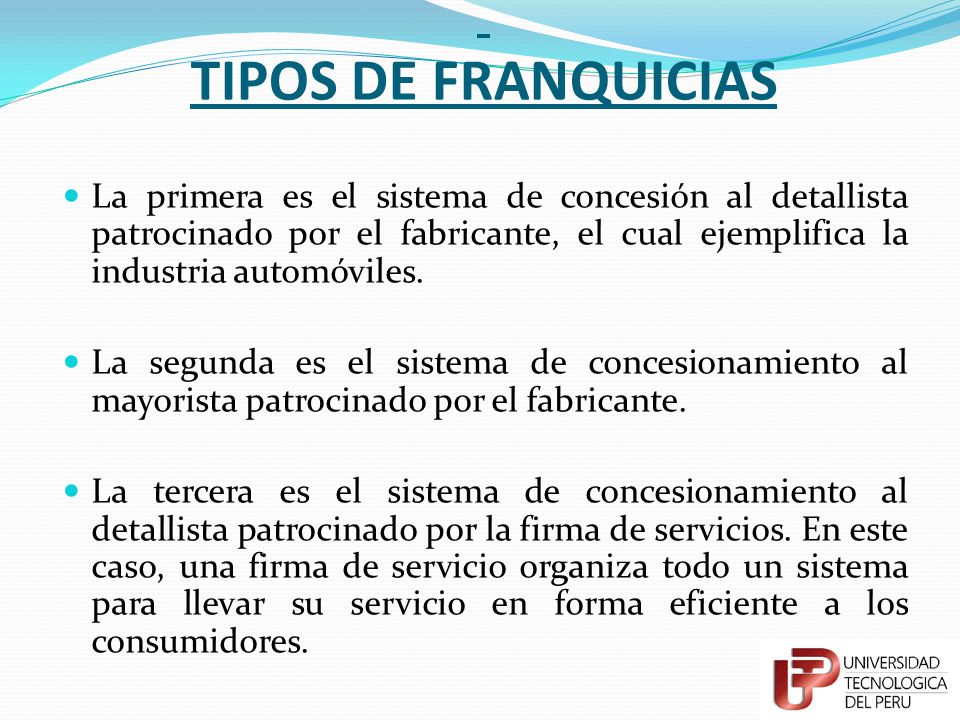 TIPOS DE FRANQUICIAS