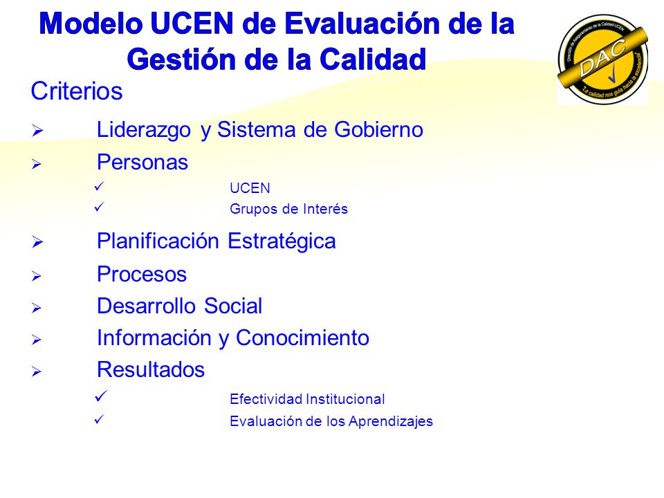 Modelo UCEN de Evaluación de la Gestión de la Calidad
