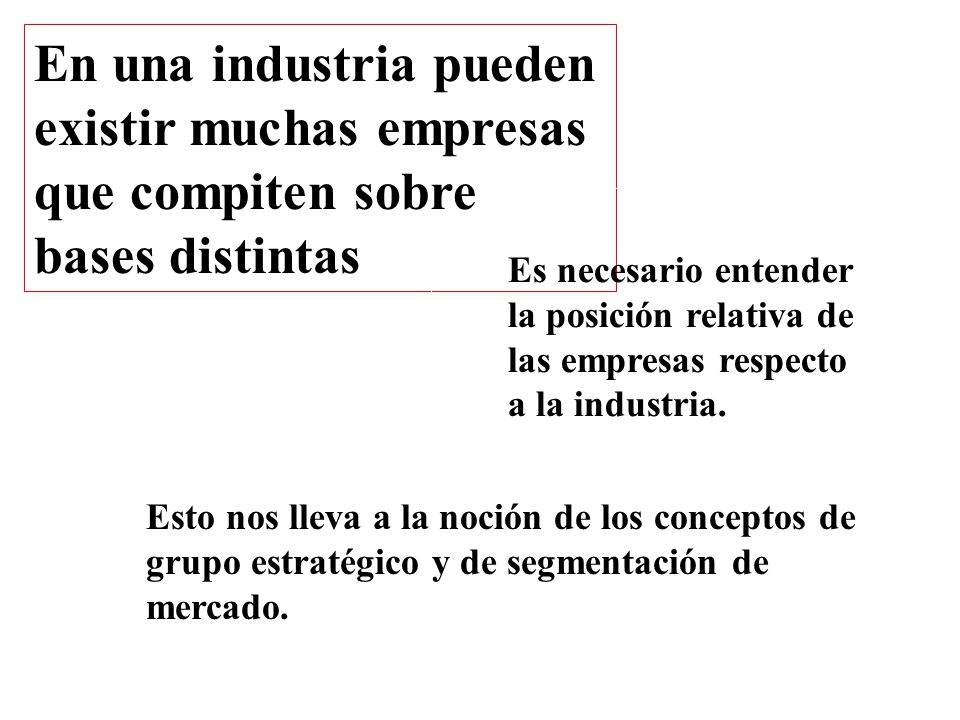 En una industria pueden existir muchas empresas que compiten sobre bases distintas