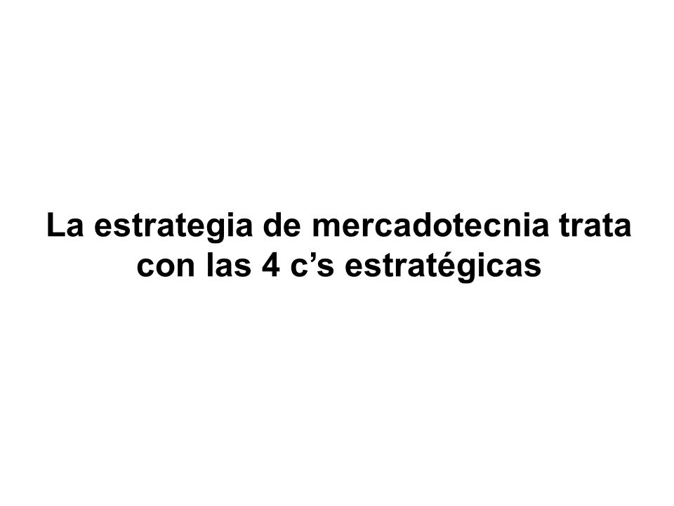 La estrategia de mercadotecnia trata con las 4 c’s estratégicas