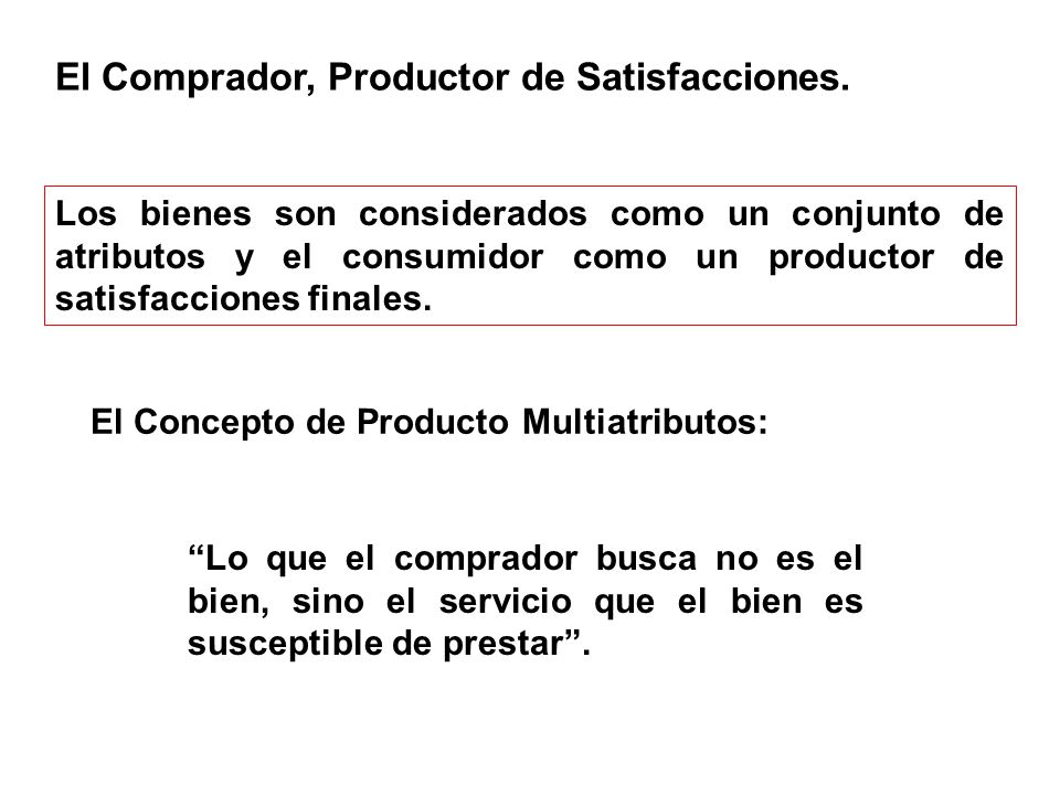El Comprador, Productor de Satisfacciones.